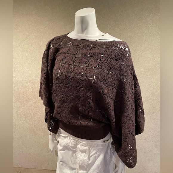 Lily McNeal Solid Crochet Dolman Sweater - Picture 1 of 5